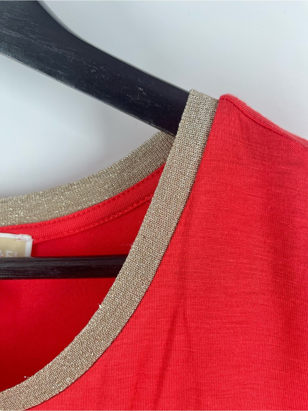 Michael Michael Kors Coral Maxi Dress Gold Trim Stretch Knit Medium - Picture 7 of 12